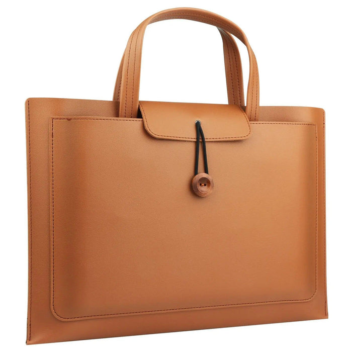 Stylish Faux Leather Laptop Tote with Innovative Features for MacBook Air and Tech Essentials