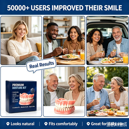Moldable Silicone Denture Set with Toothbrush & Toothpaste