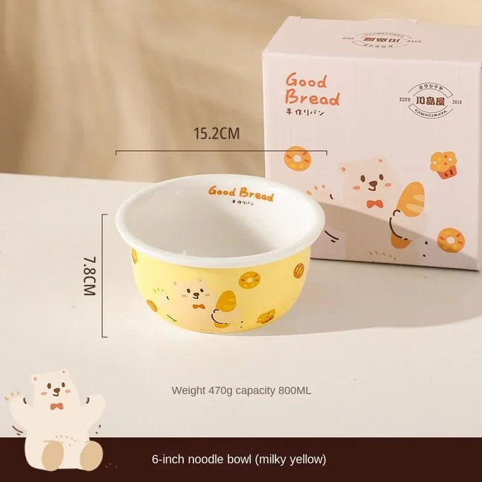 Charming Bear Dodo Cream Style Kids Breakfast Bowl Set - Whimsical Kitchen Essential