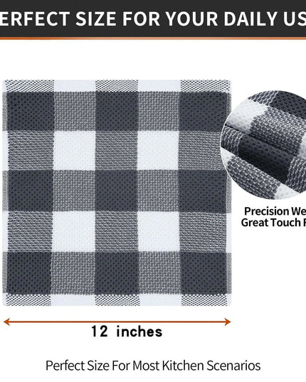 Elegant Cotton Waffle Weave Kitchen Towel and Scrubbing Pad Collection