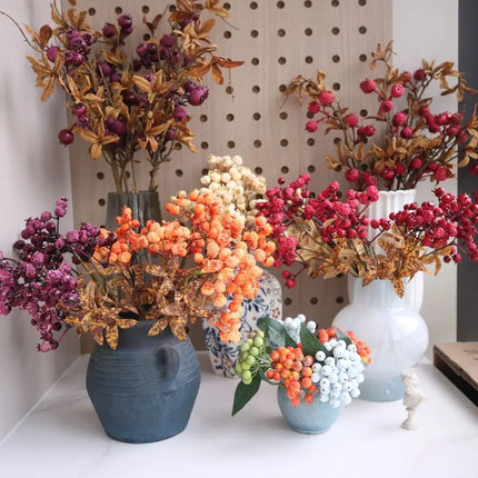 KECTTIO American Pastoral Artificial Berry Christmas Flower Arrangemen