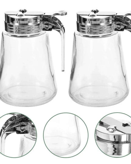Stylish Glass and Stainless Steel Syrup & Cream Dispenser Duo - Essential Kitchen Set