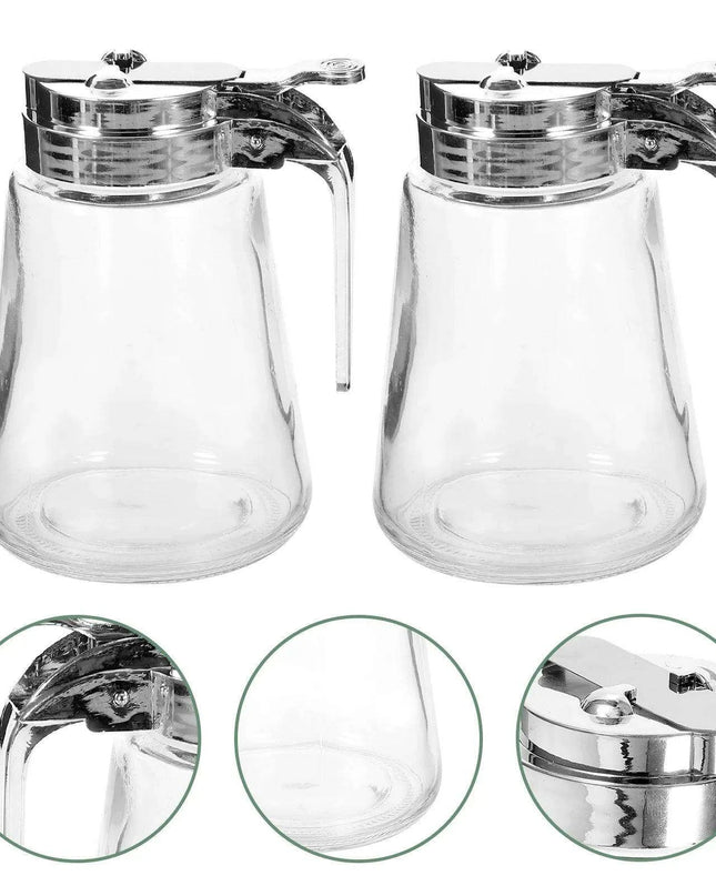 Stylish Glass and Stainless Steel Syrup & Cream Dispenser Duo - Essential Kitchen Set