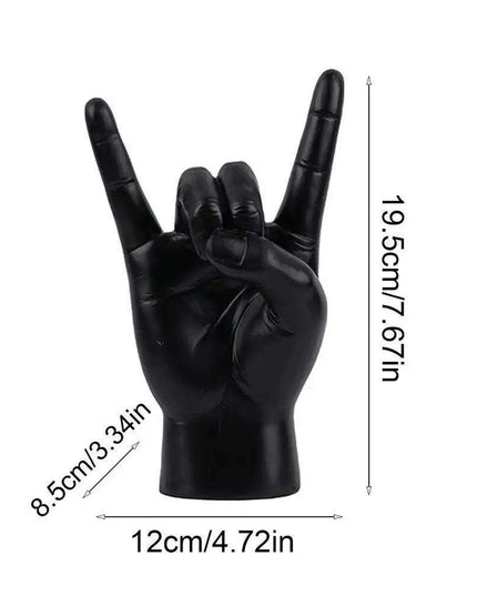 Rock and Roll Hand Gesture Sculpture for Dynamic Home Decoration