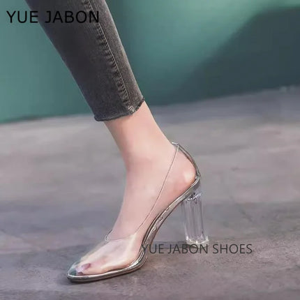 Longzehui Transparent High Heels – Pointed Toe Slip-On Perspex Pumps