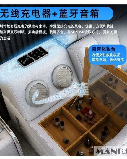 Elegant Tech-Enhanced King-Size Leather Bed with Massage and Multimedia Features