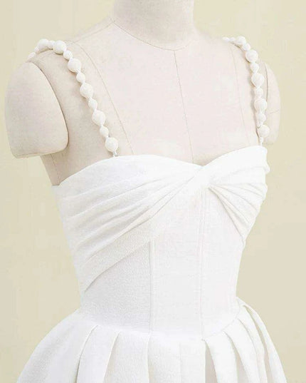 V-neck Pleated Solid Color High Waist Evening Dress for Women