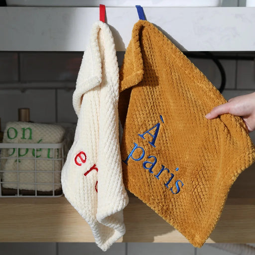 Luxurious Quick-Dry Cotton Hand Towel with Elegant Embroidery - Ideal for Kitchen and Bathroom