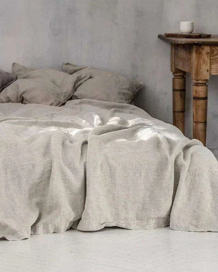 Pure Linen 3-Piece Natural Flax Bed Sheet Set with Pillowcases