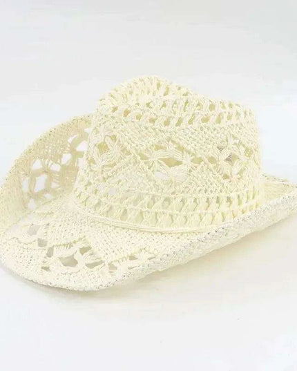 Hand Woven Wide Brim Straw Cowboy Hat for Summer Outdoor Sun Protection