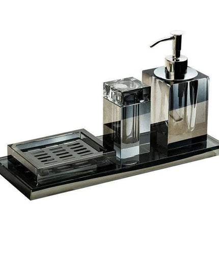 Sophisticated Square Hotel Glass Soap Dispenser with Polished Silver Pump for Contemporary Bathrooms
