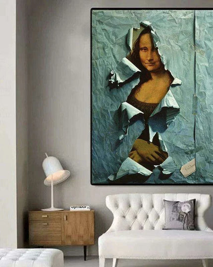Blue Mona Lisa Canvas: Contemporary Art for Unique Home Decor
