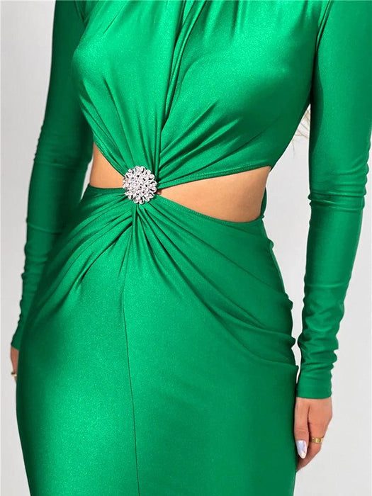 Chic Cut-Out Turtleneck Maxi Dress for Women - The Ultimate Autumn and Winter Fashion Statement