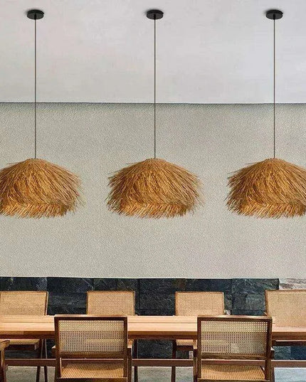 Elegant Rattan and Metal Pendant Lamp Inspired by Japanese Wabi Sabi Aesthetics