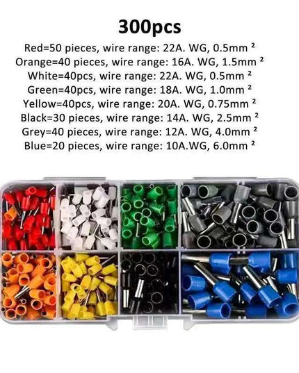 300-Piece Premium Copper Ferrule Connector Kit with Crimping Tool for Enhanced Electrical Connectivity