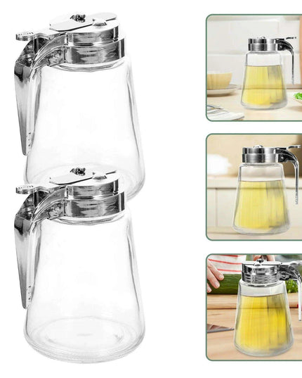 Stylish Glass and Stainless Steel Syrup & Cream Dispenser Duo - Essential Kitchen Set