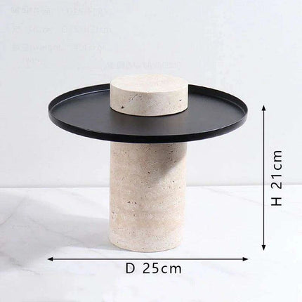 Elegant Travertine Tea Serving Tray Collection - Exquisite Stone Platter for Upscale Entertaining