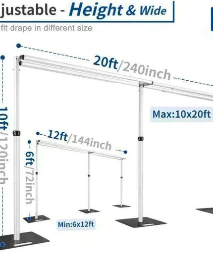 Versatile 3Mx6M Portable Backdrop Stand - Adjustable Aluminum Frame for Events and Weddings