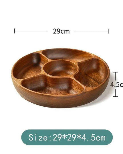 Artisanal Acacia and Walnut Wood Serving Bowl and Platter Collection