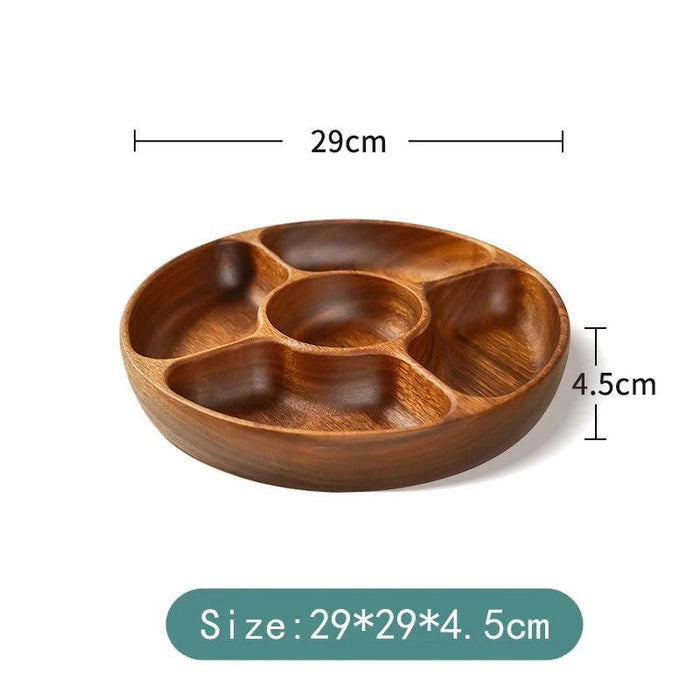 Artisanal Acacia and Walnut Wood Serving Bowl and Platter Collection