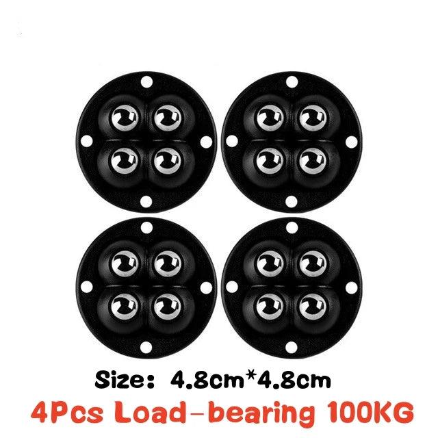 4-Pack Premium Heavy Duty Stainless Steel Furniture Casters with 360° Mobility and Easy Peel-and-Stick Installation (Load Capacity: 20/200Kg)