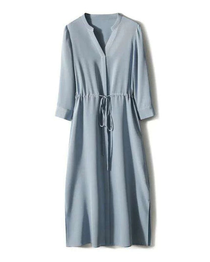 Birdtree Luxury 90% Silk High Waist Summer Dress for Women