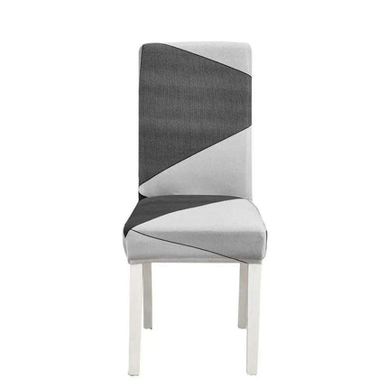 Elegant Geometric Blue-Grey Stretch Chair Covers for Stylish Dining Experiences