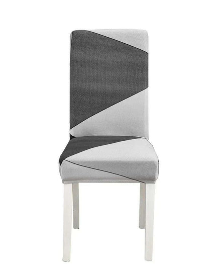 Elegant Geometric Blue-Grey Stretch Chair Covers for Stylish Dining Experiences