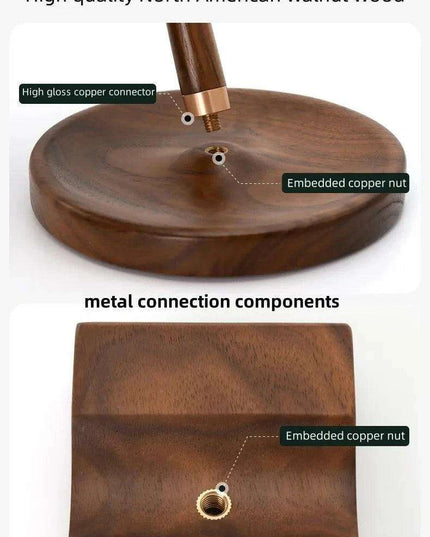 Elegant Walnut and Copper Earphone Stand - Chic Organizer for a Refined Workspace