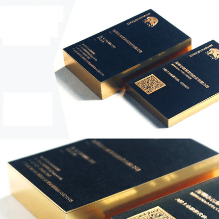 Custom Black Cotton Business Cards | Gold Foil & Embossed Logo