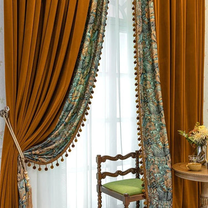 American Oil Painting Velvet Curtains - Thickened, Custom Fit for Livi