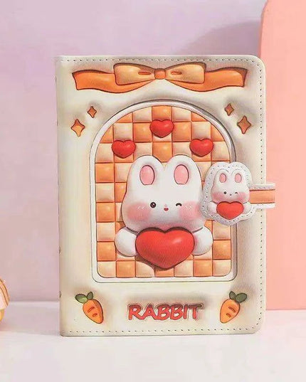 Bunny Planet Delight: Colorful Student Planner Notebook with Magnetic Closure