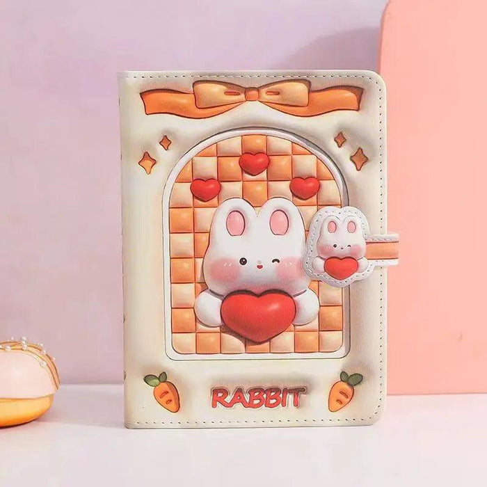 Bunny Planet Delight: Colorful Student Planner Notebook with Magnetic Closure
