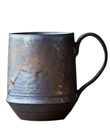 Nordic Charm Ceramic Coffee Mug with Hanging Ear and Gilt Couple Design