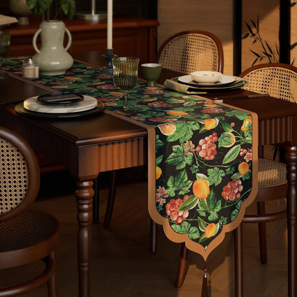 Vintage Floral Jacquard Table Runner with Tassels