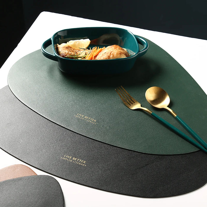 Premium PU Leather Dining Placemat Coaster Set - Elegant Tableware Bundle