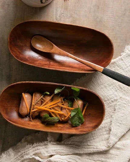 Chic Eco-Friendly Wooden Oval Serving Tray for Fruits, Desserts, and Appetizers