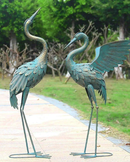 Majestic Bronze Crane Garden Sculpture for Timeless Outdoor Elegance - Transform Your Landscape