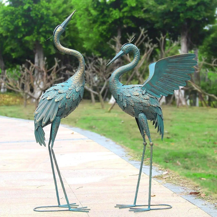 Majestic Bronze Crane Garden Sculpture for Timeless Outdoor Elegance - Transform Your Landscape