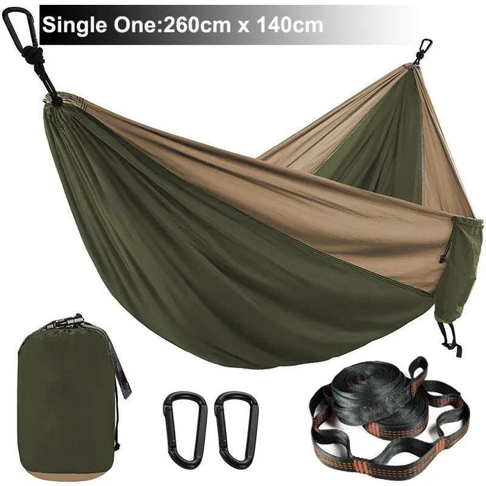 Hammock with Tree Straps | Parachute Nylon | Carabiners | Camping