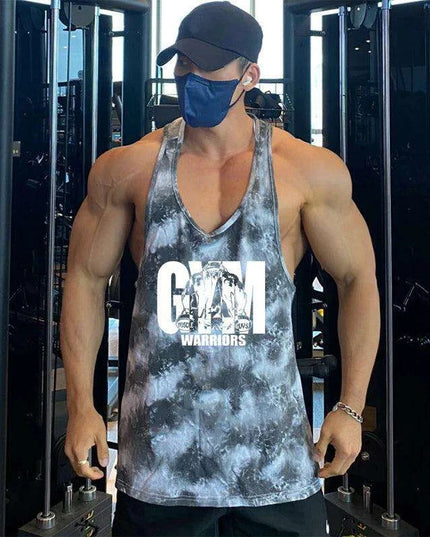 Men's Camouflage Y-Back Stringer Tank - Stylish Fitness Top for Gym and Bodybuilding