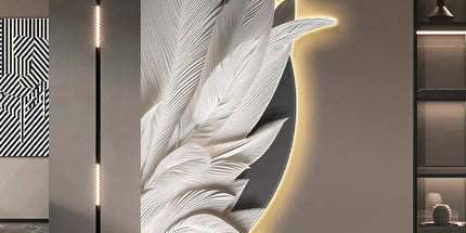 Family Entrance Feather Mural Lamp Modern Creative Living Room Background Wall Decoration LED Corridor Lighting Wall Lamp family-entrance-feather-mural-lamp-modern-creative-living-room-background-wall-decoration-led-corridor-lighting-wall-lamp