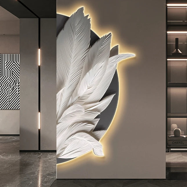 Modern Feather LED Wall Lamp – Mural Sconce for Living Room & Hallway