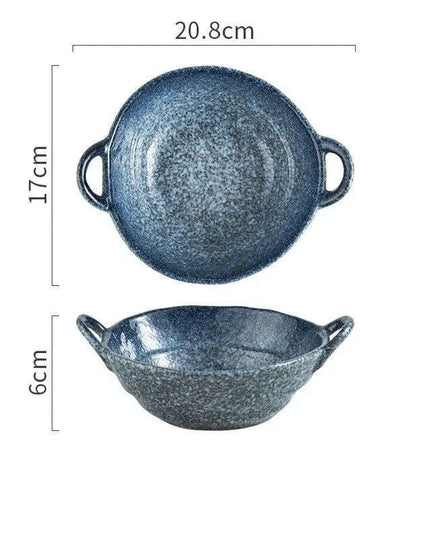 Elevated Dual-Compartment Ceramic Bowl for Ramen, Bibimbap, Soups, and Noodles in Fine Dining Settings