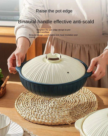 Japanese Ceramic Double Handle Stew Pot for Authentic Gas Stove Cooking