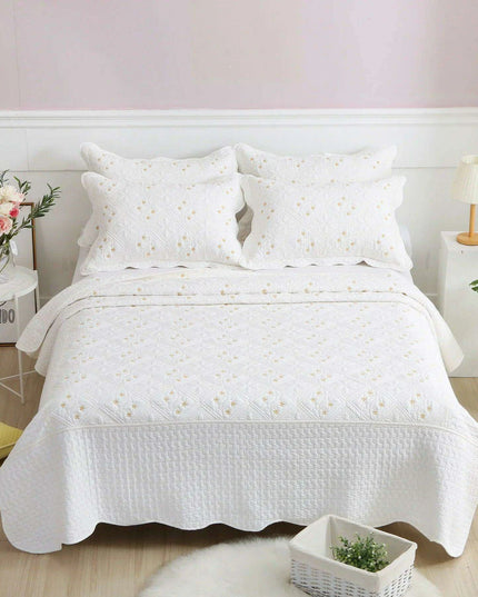 Elegant Euro-Style Embroidered Bedspread Set with Premium Cotton Filling - Versatile Summer Blanket and Mattress Cover
