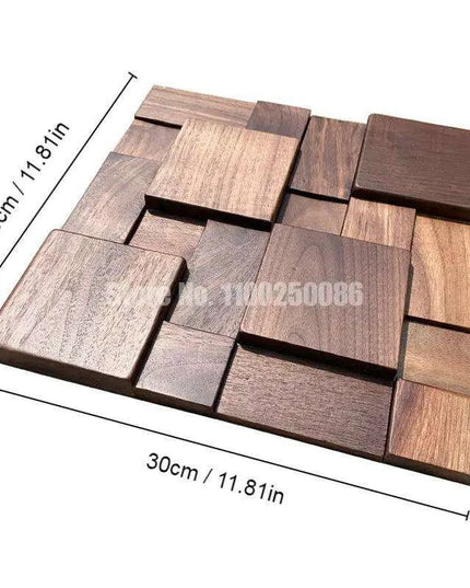 Nordic Black Walnut 3D Decorative Wall Mosaic - Stylish Wood Art for Home and Office Spaces