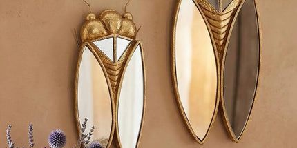Shop1105754556 Gold Cicada-Shaped Decorative Wall Mirror - Resin, Eleg