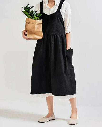 Chic Ruffled Cotton-Linen Apron for Women - Ideal for Cooking and Floral Creativity