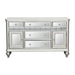Glistening Silver Dining Ensemble with Crystal-Accented Tufted Chairs